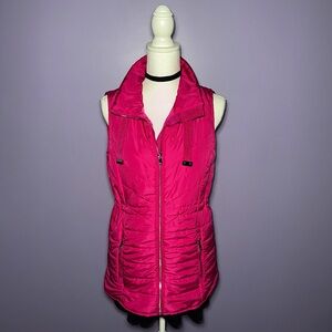 NWT Sharon Young Pink Quilted Puffy Vest